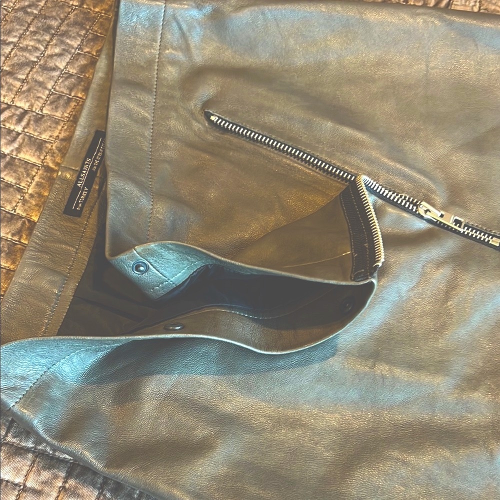 All Saints Silver Mini Skirt - Picture 3 of 7